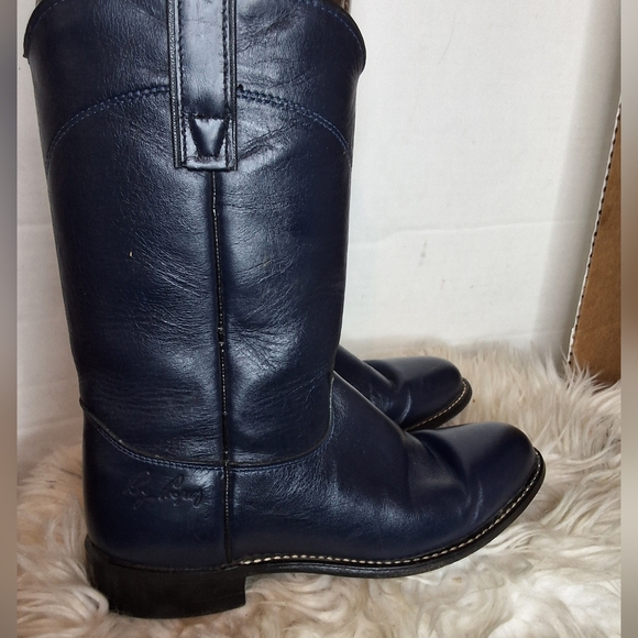 Roy Cooper Made In USA Blue Leather Cowboy Boots 6.5 - Picture 2 of 13